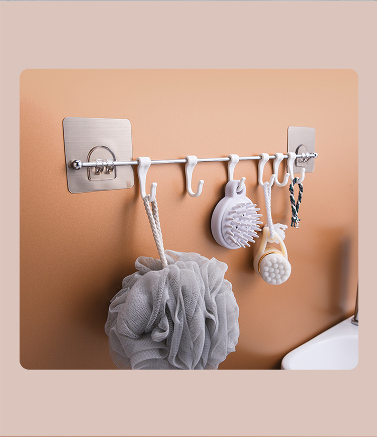 Over the Door Hook Horizontal 6 Hook Rack Hanger Towel AND Clothing Hanger Stainless Steel Storage Overdoor hook