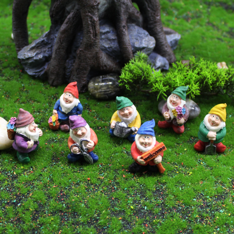 Garden Dwarf Sculpture Mini Elf Statue Ornaments Ground Figurine Seven Dwarfs Garden Statues Ready to Ship Resin Home Decoration