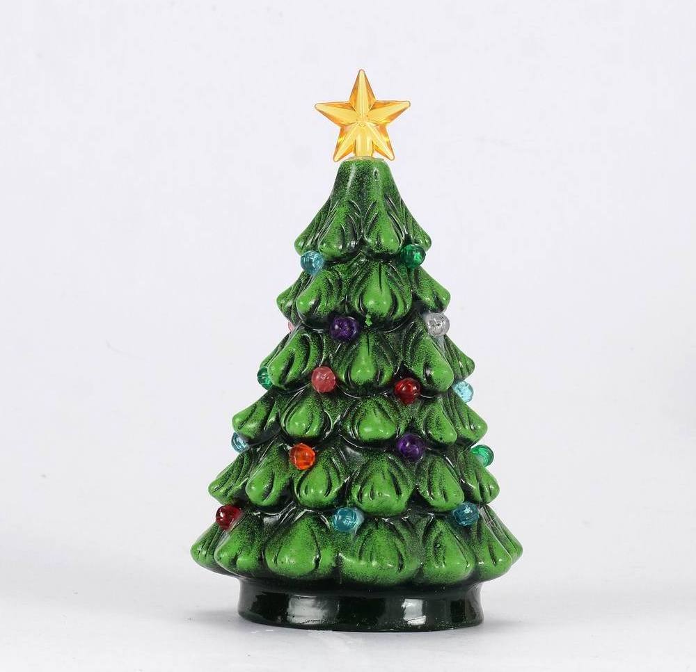 Factory wholesale custom artifical light up mini ceramics decorative table Christmas trees decoration accessories