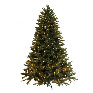 6ft/7ft/8ft pre-lit artificial Tree fire-proof PE Christmas Tree with Lights LED light hinged structure Christmas decorations