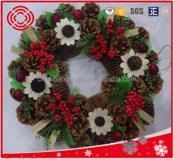 50cm Pre Lit Window Decorative Plastic Pine Needle PVC Artificial Christmas Door Wreath with LED Light