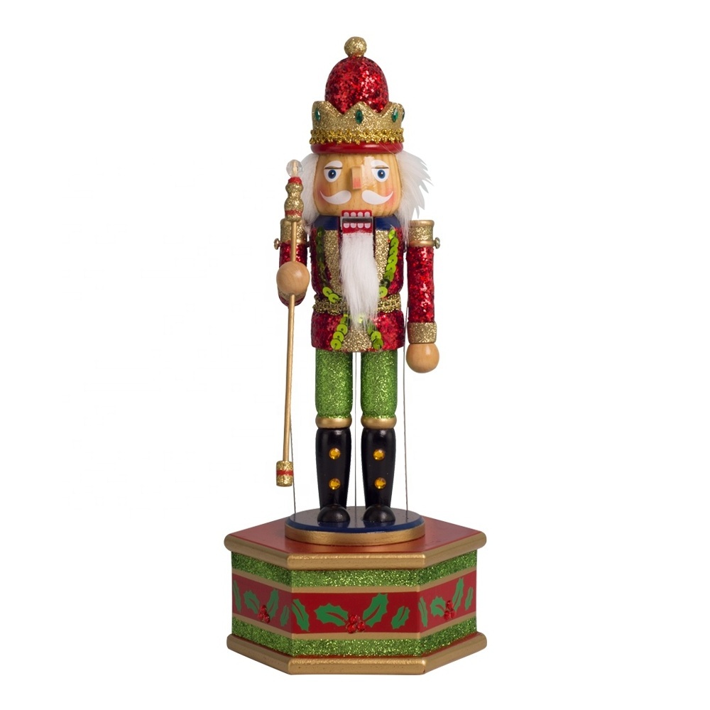 Hot Sale New Products Clockwork band music wooden soldiers Christmas Wooden Nutcracker