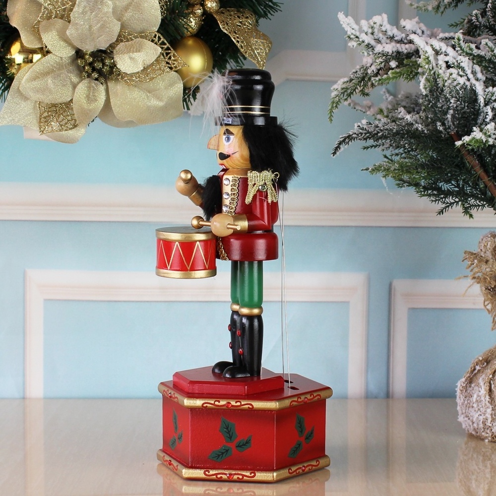 Hot Sale New Products Clockwork band music wooden soldiers Christmas Wooden Nutcracker