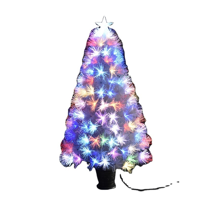 National Tree 48 Inch Fiber Optic Ornament Fireworks Tree with White Top Star and Multicolored Lights in Black Base