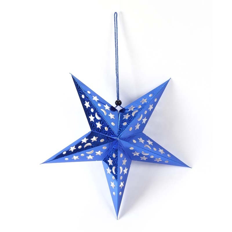 Christmas Hanging Ornament Laser Paper Gold Star  Five Star Pattern Festival Shopping Mall Decoration