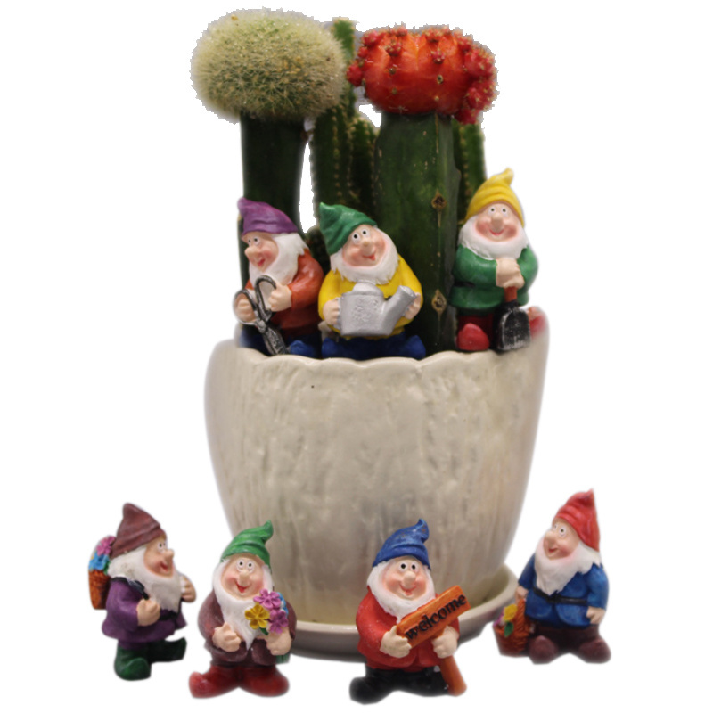 Garden Dwarf Sculpture Mini Elf Statue Ornaments Ground Figurine Seven Dwarfs Garden Statues Ready to Ship Resin Home Decoration