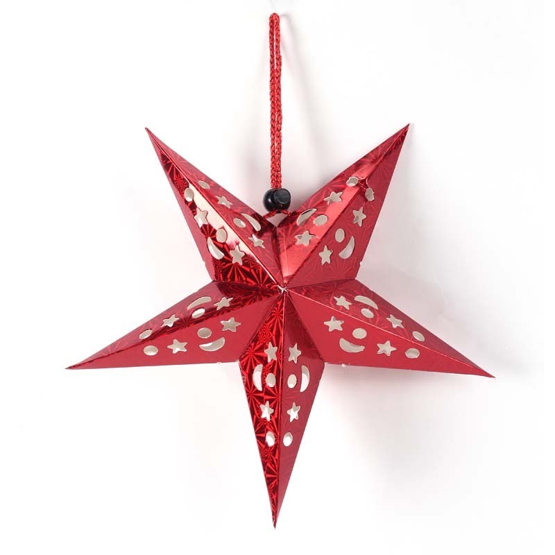 Christmas Hanging Ornament Laser Paper Gold Star  Five Star Pattern Festival Shopping Mall Decoration