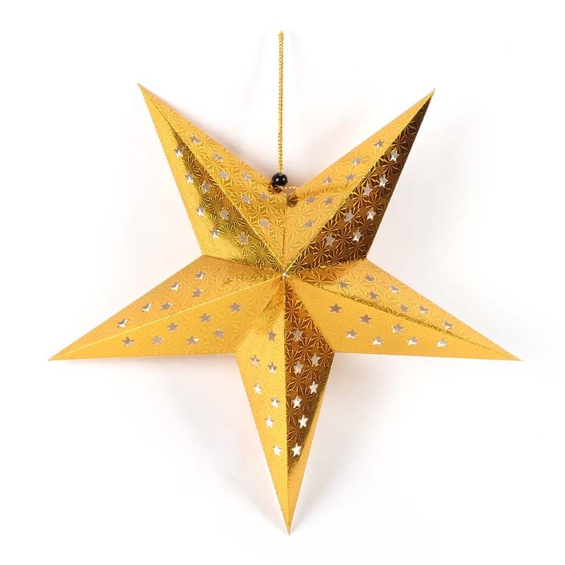 Christmas Hanging Ornament Laser Paper Gold Star  Five Star Pattern Festival Shopping Mall Decoration