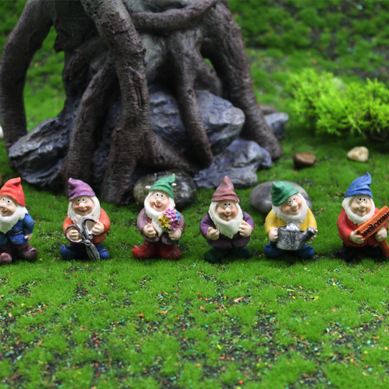 Garden Dwarf Sculpture Mini Elf Statue Ornaments Ground Figurine Seven Dwarfs Garden Statues Ready to Ship Resin Home Decoration