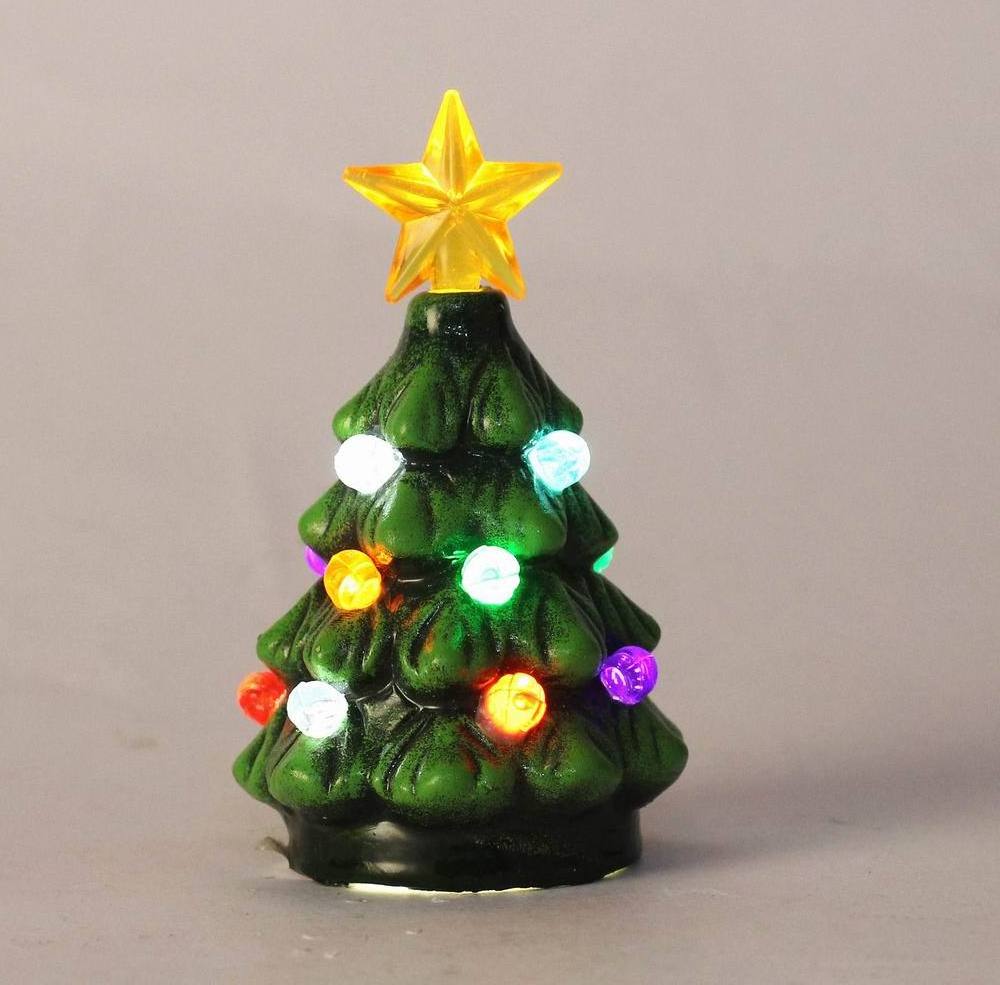 Factory wholesale custom artifical light up mini ceramics decorative table Christmas trees decoration accessories