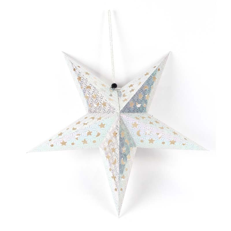 Christmas Hanging Ornament Laser Paper Gold Star  Five Star Pattern Festival Shopping Mall Decoration