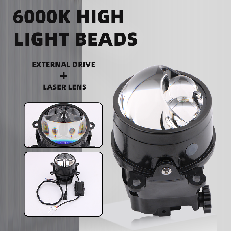 3.0Inch led headlight fog lamp H11 HB3 9005 bi led lens Projector Yellow light 3000K led laser fog light