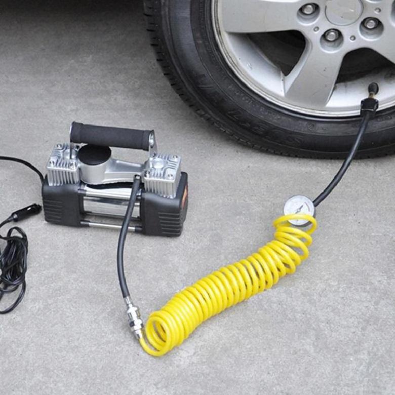 Car Emergency Kit Double Cylinder Car Air Compressor Tire Pump Auto Air Inflator With LED Light Tire Repair Tool