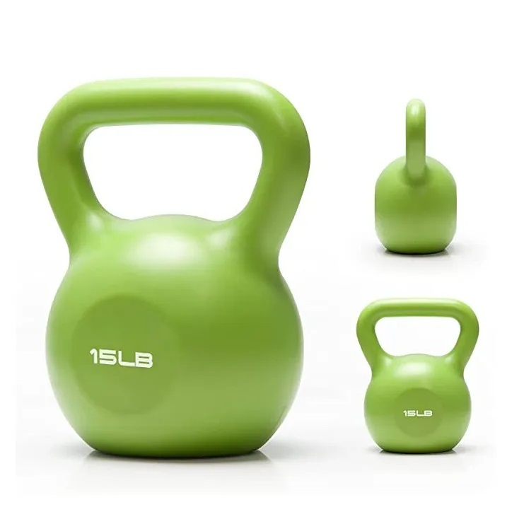 New Type Cement Sand Filled PVC Kettlebell Weightlifting Vinyl Coated Cement Kettlebell For Fitness