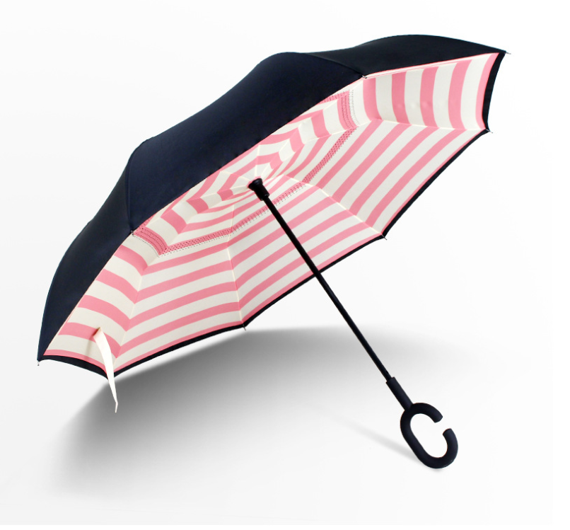 Basic Type Windproof Automatic Reverse Umbrella with C Handle Double Layer Fabric