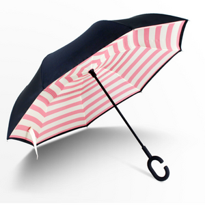 Basic Type Windproof Automatic Reverse Umbrella with C Handle Double Layer Fabric