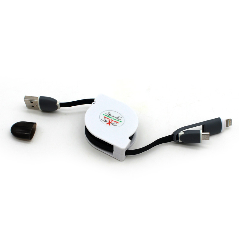 High-Speed Charging Data Cable Mobile multi-functional USB Cable 3-In-1 retractable style