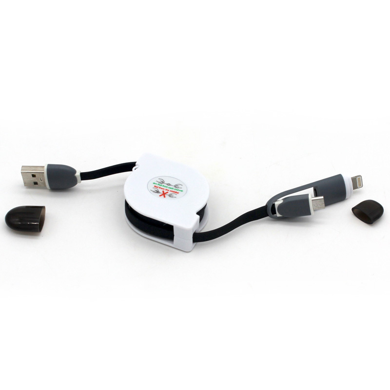 High-Speed Charging Data Cable Mobile multi-functional USB Cable 3-In-1 retractable style