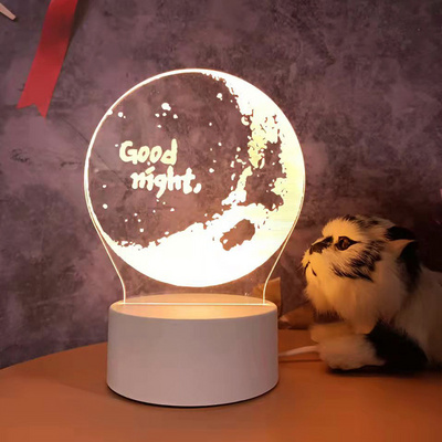 Modern Led 3D Cartoon Optical Illusion Night Lights Portable Decorative Gift Night Light With Remote Control