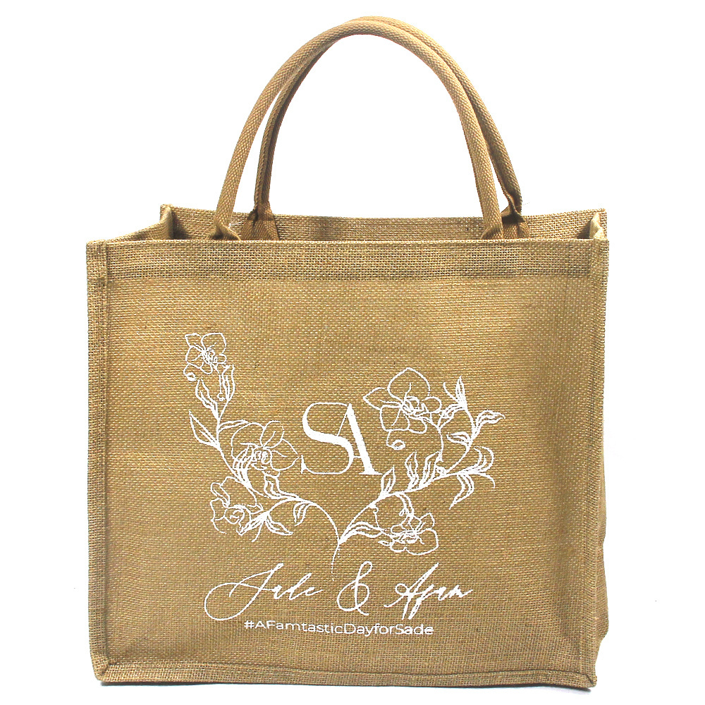 Eco Friendly Wholesale Large Solid Color Custom Printing Dog Paw Pattern Jute Tote Bags Burlap Bag With Logos