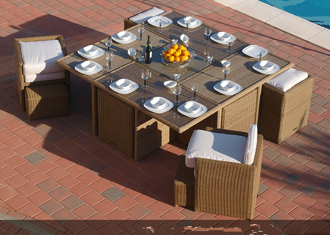 Patio furniture sets wicker outdoor cube dinning table set