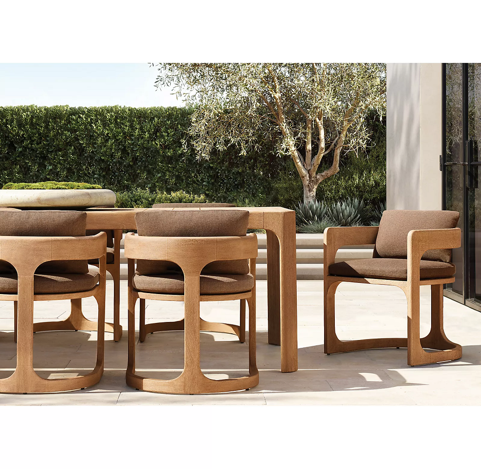 Weathered teak  patio furniture set luxurious outdoor garden natural teak outdoor table and chair