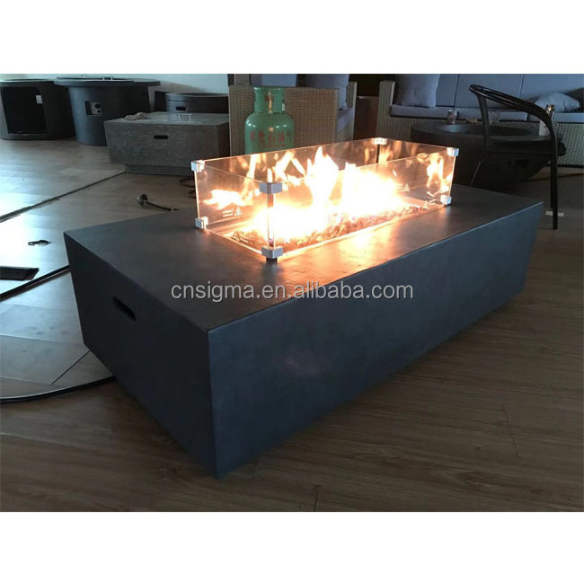 American outdoor garden villa gas propane firepit tables rectangle fire pit table