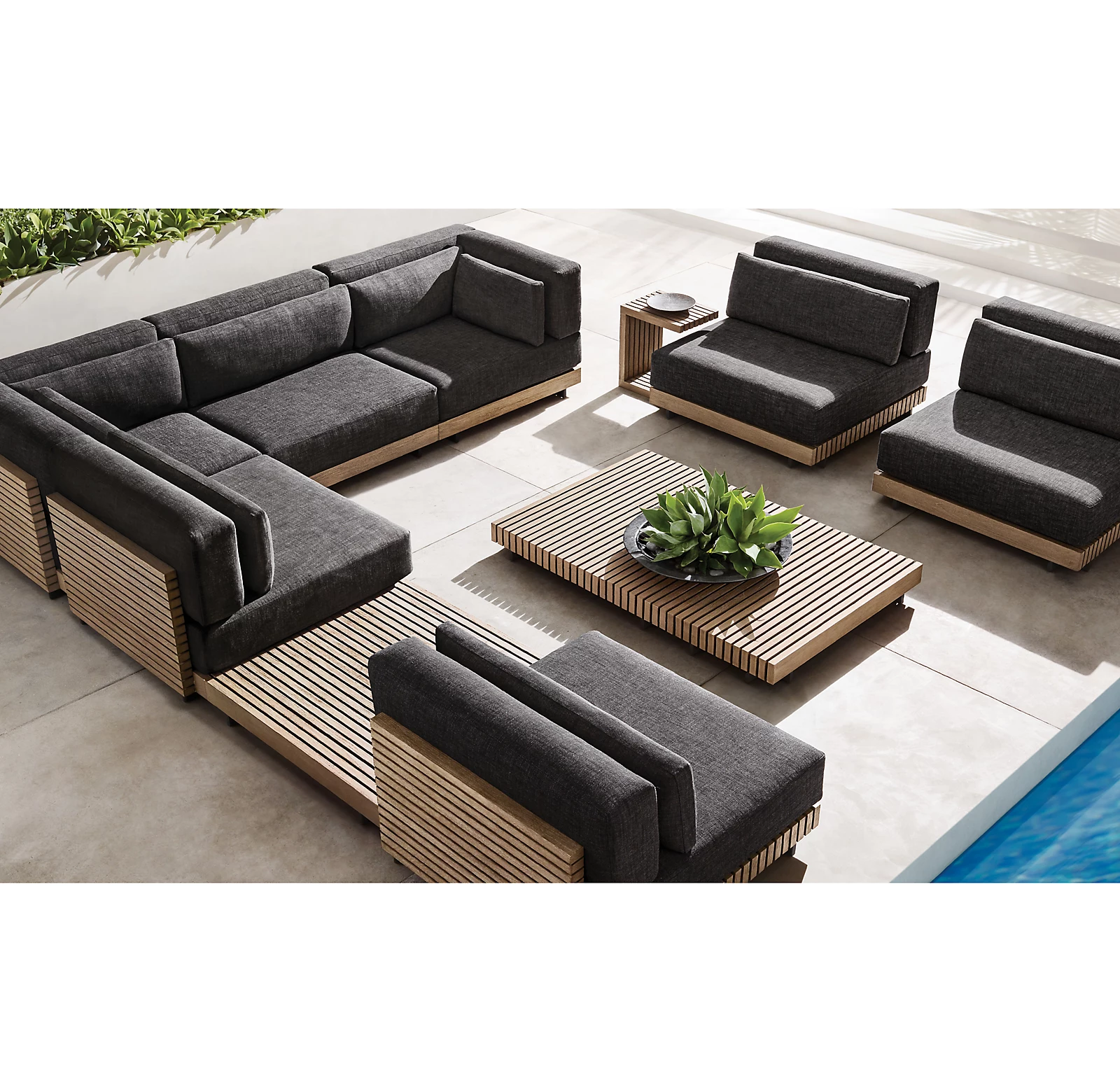 Modern Luxury Fashion Teak Wood Furniture Outdoor Garden Sofa Set Caicos Teak Modular Sofa Patio furniture with Lounge set