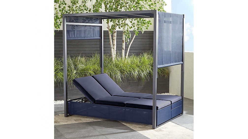 Dune navy double chaise sofa lounge with canopy