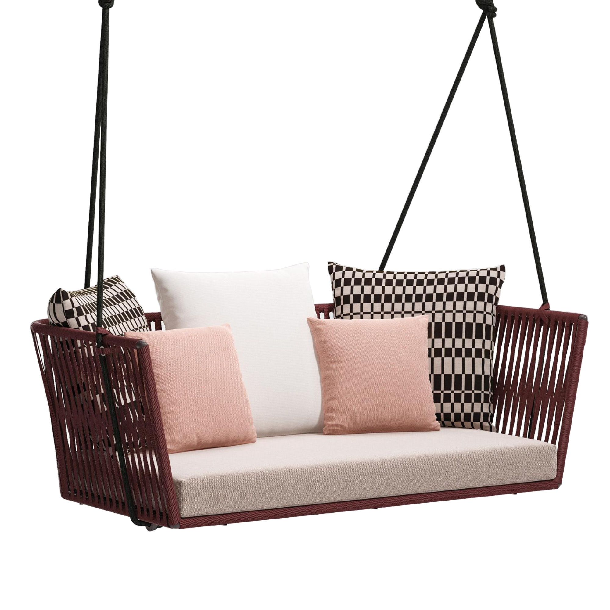 Rope garden furniture 2 seater metal outdoor swing chairs patio rope weaving chais