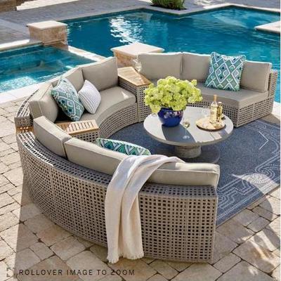 Rattan leisure garden furniture semicircle outdoor lounge sofa set patio sectional