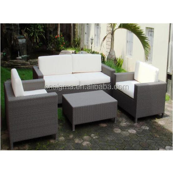 Simple outdoor furniture 4 pieces sofa family patio sectional rattan wicker sofa set