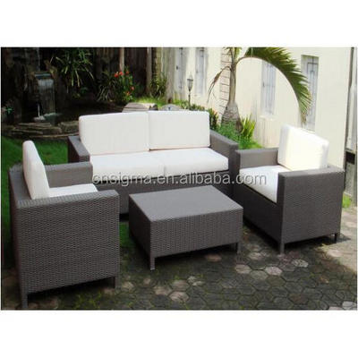 Simple outdoor furniture 4 pieces sofa family patio sectional rattan wicker sofa set