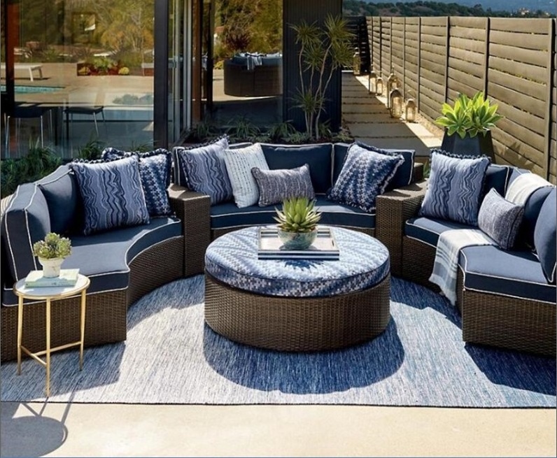 Wilson and fisher outdoor patio garden curved sofa set living room furnitures