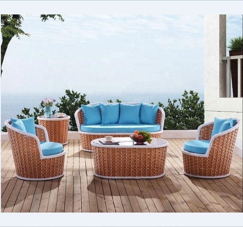 All weather outdoor patio garden wicker sofa set furniture