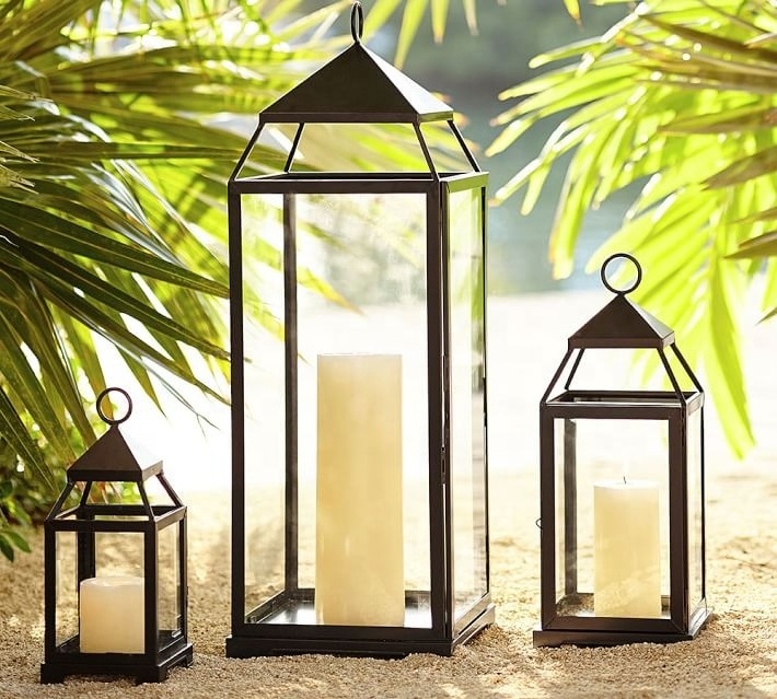 LANTERN COLLECTION candlestick wrought garden home decor black classic simple wind lantern