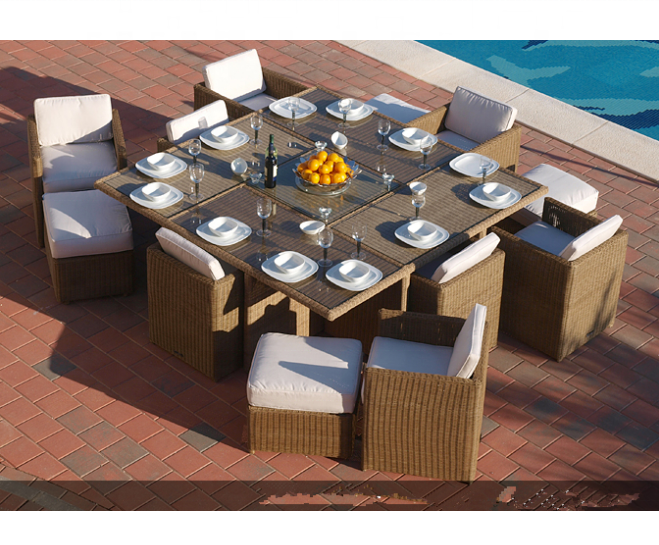 Patio furniture sets wicker outdoor cube dinning table set