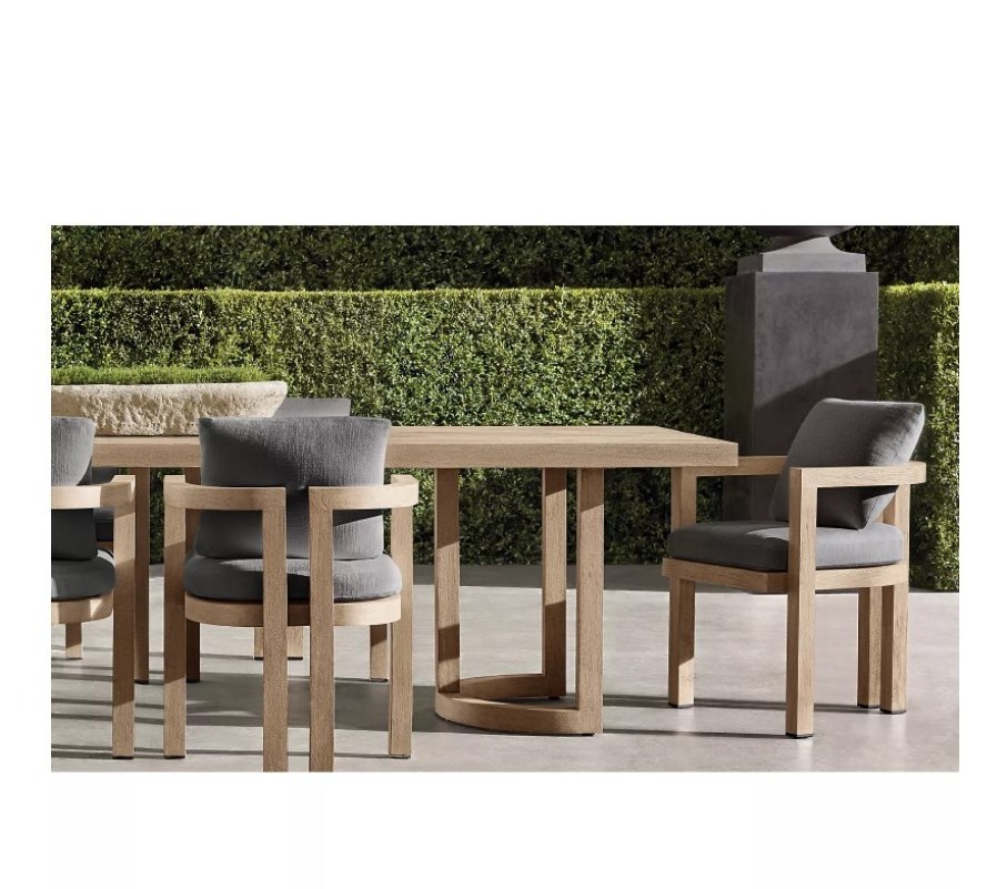 Outdoor garden sets round dining table set 6 chairs furniture teak rectangular dining table