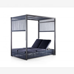 Dune navy double chaise sofa lounge with canopy