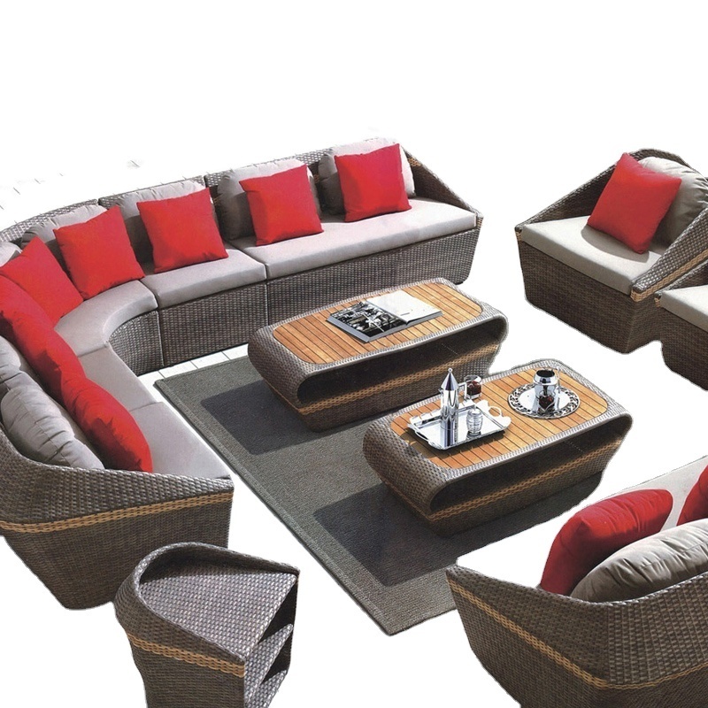 Outdoor garden patio rattan L shaped sofa set furniture on sale