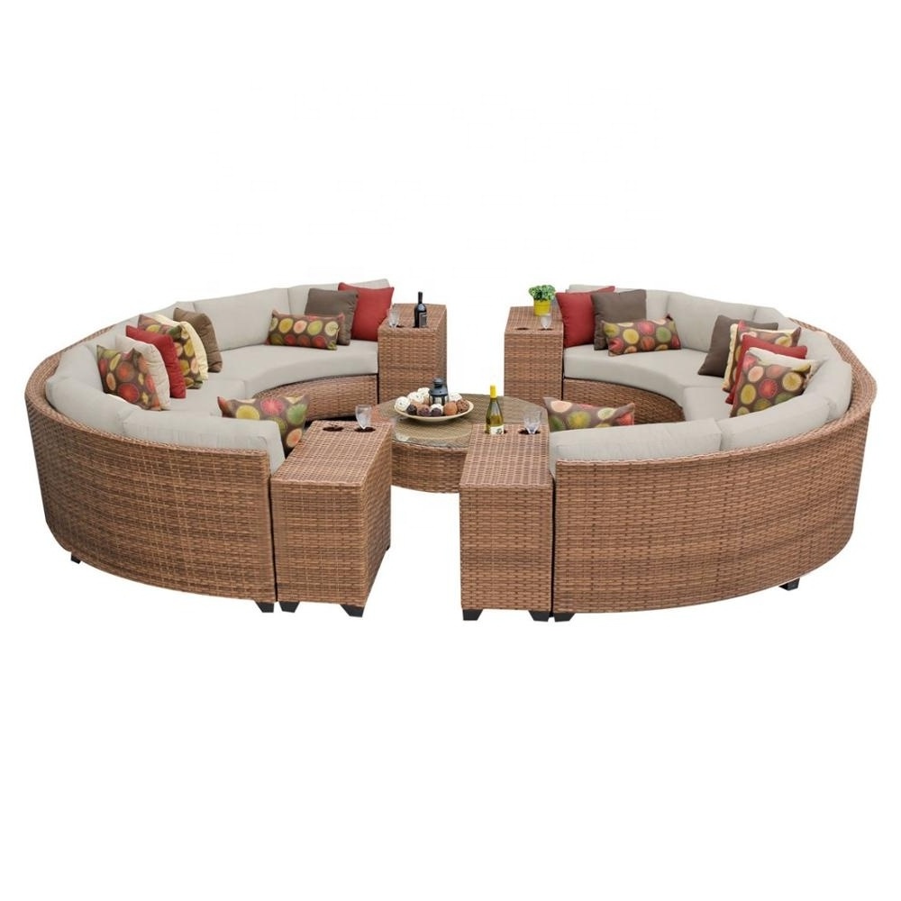 Circular  Garden Furniture Covers Rattan Sectional Sets  Patio Furniture Set With Round Coffee Table