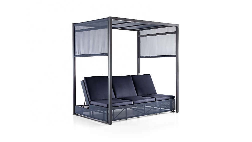 Dune navy double chaise sofa lounge with canopy