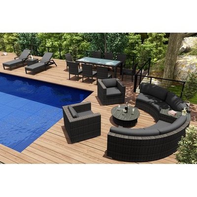 Large outdoor sofas patio sectional rattan wicker garden lounge furniture sofa set