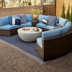 Outdoor garden rattan curved sectional curved sofa furniture living room sofa