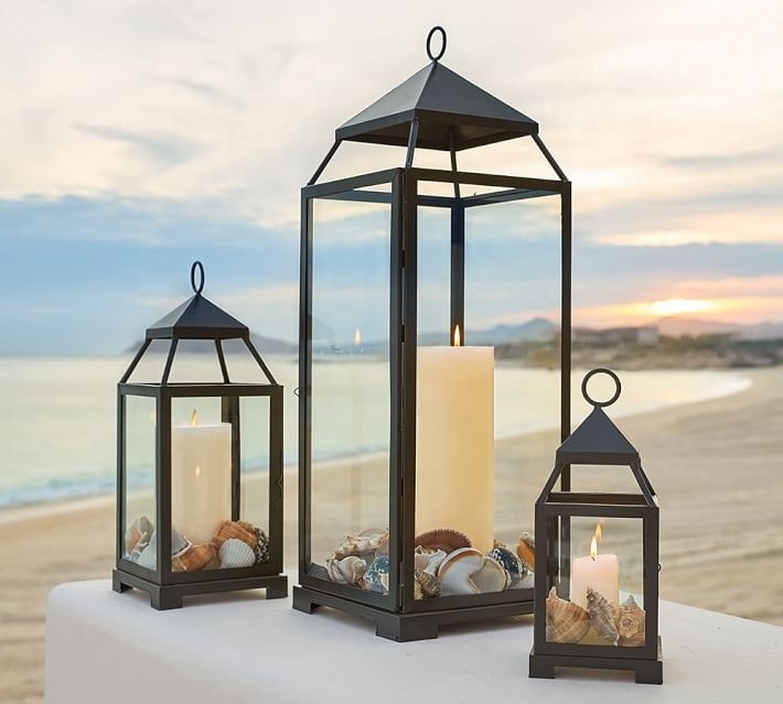 LANTERN COLLECTION candlestick wrought garden home decor black classic simple wind lantern