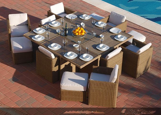 Patio furniture sets wicker outdoor cube dinning table set