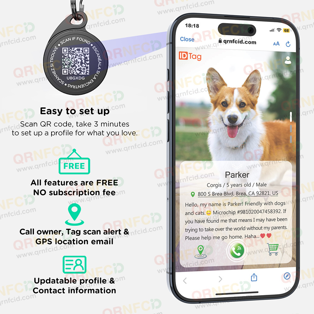 Custom Cheap Durable QR Code Pet Dog ID Tag