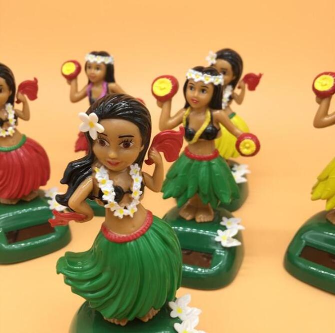 Wholesale Hawaii dancing girl car decoration solar hula girls dashboard figure