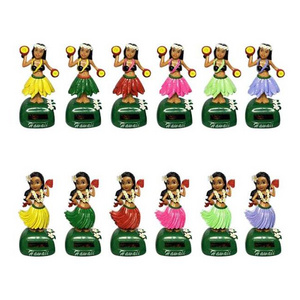 Wholesale Hawaii dancing girl car decoration solar hula girls dashboard figure