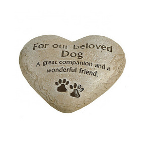 Pet Dog Memorial Stone for Loss of Dog Outdoor, Garden Memory Stepping Stone, Dog Footprint Paw Memorial Heart Stone